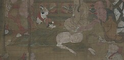 Death of the Historical Buddha (Nehan-zu), Hanging scroll; ink, color, and gold on silk, Japan