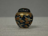 Small Covered Jar with Design of Cherry Blossoms and Lambrequin Border, Porcelain with polychrome and gold overglaze enamels and a silver cover (Kyoto ware), Japan