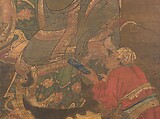 Rakan, Unidentified artist Japanese, 16th century, Hanging scroll; ink, color, gold, and cut gold on silk, Japan