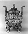 Incense Burner from a Set of Five-Piece Altar Set (Wugong), Porcelain painted in overglaze polychrome enamels (Jingdezhen ware), China