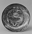 Dish with dragons, Porcelain painted in overglaze polychrome enamels (Jingdezhen famille noire ware), China