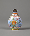 Snuff Bottle with Peony and Bird, Painted enamel on copper, China