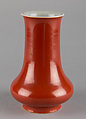 Vase, Porcelain with coral red glaze (Jingdezhen ware), China