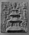 Tile with Buddha and a pagoda, Clay, China