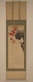 Leaves and Bird, Shibata Zeshin (Japanese, 1807–1891), Hanging scroll; ink on silk, Japan
