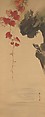 Leaves and Bird, Shibata Zeshin (Japanese, 1807–1891), Hanging scroll; ink on silk, Japan