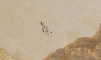 Waves and Rocks, Shibata Zeshin (Japanese, 1807–1891), Fan painting mounted as album leaf; tempera on paper, Japan