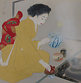 Young Woman Preparing Tea
, Miki Suizan Japanese, Matted painting; watercolor on silk mounted on mat board, Japan