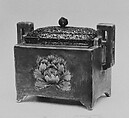 Censer and cover, Porcelain decorated with enamels; silver lid (Arita ware, Imari type), Japan
