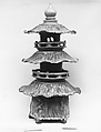 Lantern in Shape of a Pagoda, Pottery with moulded design covered with glaze (Takatori ware), Japan