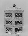 Cake Box in Three Tiers, Faience, the sides pierced (Raku ware), Japan