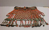 Headdress that hangs over face, Cloth, metal and various stones, Mongolia
