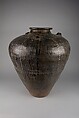 Storage Jar, Stoneware with relief decoration and brown glazes (Martaban ware), China