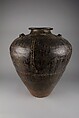 Storage Jar, Stoneware with relief decoration and brown glazes (Martaban ware), China