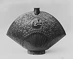Bottle, Porcelain with designs in relief, covered with buff glaze (Awaji ware), Japan