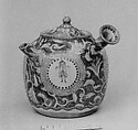 Teapot, Faience decorated in the Delft style, in rich blue (Kyoto ware), Japan