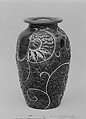 Vase for a Pillar, Rakutozan Japanese, Faience with enamel decoration in low relief on unglazed surface, craquelé (Kyoto ware, Hozan style), Japan