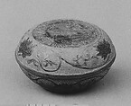 Incense box, Faience; the whole surface pitted and the decoration in low relief, colored enamels (Kyoto ware), Japan