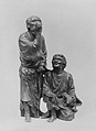 Genii Gama Sennin and Tekkai, Stoneware covered with thick bronze glaze; made to imitate Ao Bizen ware, Japan