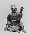 Seated genius (Sennin), Stoneware covered with thin glaze (Bizen ware), Japan