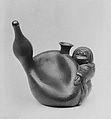 Wine bottle, Stoneware covered with thin glaze (Bizen ware), Japan
