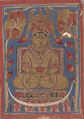 Mahavira Sitting at the Top of the Universe: Folio from a Kalpasutra Manuscript, Ink, opaque watercolor, and gold on paper, India (Gujarat)