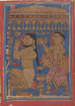 King Siddharta Bathing: Folio from a Kalpasutra Manuscript, Ink, opaque watercolor, and gold on paper, India (Gujarat)