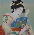 Woman with Fan, Miki Suizan Japanese, Ink and color on silk, Japan
