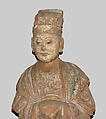 Standing Bodhisattva, Sunbaked mud, polychrome and gilt traces, China