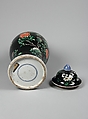 Covered jar with birds and flowers, Porcelain painted in polychrome enamels over black ground (Jingdezhen ware, famille noire), China