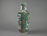 Vase with scenes and poems from Farming and Weaving, Porcelain painted with overglaze polychrome enamels (Jingdezhen ware), China