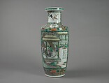Vase with scenes and poems from Farming and Weaving, Porcelain painted with overglaze polychrome enamels (Jingdezhen ware), China