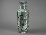 Vase with scenes and poems from Farming and Weaving, Porcelain painted with overglaze polychrome enamels (Jingdezhen ware), China