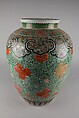 Jar with floral patterns, Porcelain painted in overglaze polychrome enamels (Jingdezhen ware), China