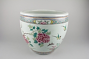 Fishbowl with birds and flowers, Porcelain painted in overglaze polychrome enamels (Jingdezhen ware), China