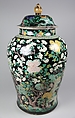 Covered Jar, Porcelain painted in overglaze polychrome enamels (Jingdezhen ware, famille noir), China