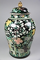 Covered Jar, Porcelain painted in overglaze polychrome enamels (Jingdezhen ware, famille noir), China
