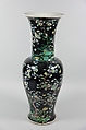 Vase with birds and flowers, Porcelain painted in polychrome enamels over black ground (Jingdezhen ware, famille noire), China