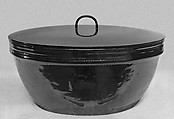 Water container, Stoneware with oil-spot glaze (Huairen ware), Japanese lacquer cover, China