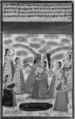 Krishna and Radha Celebrating Holi, Colors and gold on paper, India