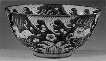 Bowl (one of a pair), Porcelain painted in polychrome enamels on the biscuit, China