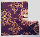 Textile with floral medallions, Weft-faced compound twill, China