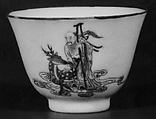 Cup, Porcelain with famille rose enamels on light blue background, China