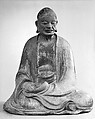 Seated Arhat, Shōun Genkei (Japanese, 1648–1710), One of a set of five hundred; wood with lacquer, color, and gold leaf, Japan