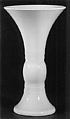Vase in the shape of an ancient ritual beaker (gu), Porcelain with a pale green glaze (Jingdezhen ware), China