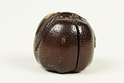 Netsuke in Shape of a Biwa Fruit containing Court Figures Playing Game of Go, Wood, Japan