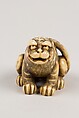 Netsuke of Seated Tiger, Tail Resting on his Back;, Ivory, Japan