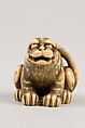 Netsuke of Seated Tiger, Tail Resting on his Back;, Ivory, Japan