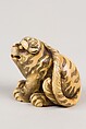 Netsuke of Seated Tiger, Tail Resting on his Back;, Ivory, Japan