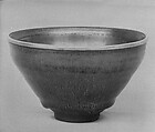 Tea bowl, Stoneware with iron-oxide glaze, metal rim (Jian ware), China